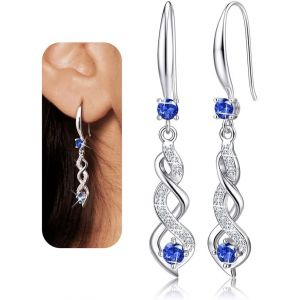 Kal-Boucles D'oreilles Femme Argent 925 Boucles D'oreilles Pendantes Élégantes Zirconium Cubique Hypoallergéniques - Cadeau Fête Des Mères, St-Valentin, Anniversaire - Neuf
