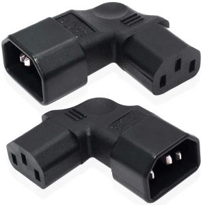 Adaptateur d'alimentation IEC C14 vers C13,prise d'alimentation Angle gauche/Angle droit IEC 320 C14 m&acirc;le vers IEC 320 C13 femelle (paquet de 2),ST-XT-251 - Neuf