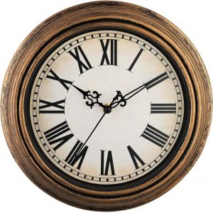 Horloge Murale Rétro, Horloge Silencieux Classique de 25cm pour Salon, Chambre de Coucher ou Bureau, Horloge Murale à Chiffres Romains, Alimenté par Piles - Neuf