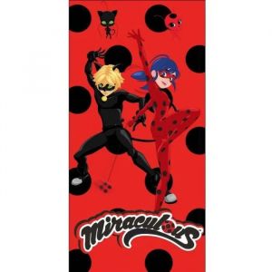 Serviette De Plage - Miraculous Ladybug - 2019 - Noir - Synth&eacute;tique - Lavable - Neuf
