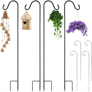 Mevronisshop-4pcs Crochets De Berger, 81.5cm Crochet De Jardin R&eacute;glable En M&eacute;tal, Crochet De Suspension Ext&eacute;rieur Solide Et R&eacute;sistant &Agrave; La Rouille, Pour Paniers &Agrave; Plantes Lanternes Lampes Mangeoires - Neuf