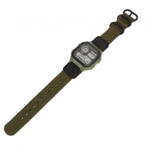 Montre De Sport Numerique Avec Bracelet En Toile, Lumineuse, Etanche, Retro, Pour Sports De Plein Air, Verte - Neuf