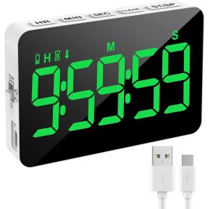 Eryi-Minuteur De Cuisine Rechargeable, Compte À Rebours Chronomètre Kitchen Timer Pour Cuisine Réunion Classe, Minuterie Aimanté Numérique Affichage Led, 3 Luminosité Et 4 Volumes Réglables Vert - Neuf
