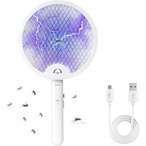 KALANKA-Flintronic Raquette Electrique Insectes, USB Rechargeable 3000V Raquette Moustique Electrique Pliable avec 3 Couches Protection en Maille et Lumière de Nuit LED, Tapetteà Mouche Electrique 3 - Neuf