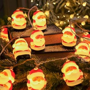 Kal-Guirlande Lumineuse De Fée De Noël 3m 20pcs Père Noël Led Guirlande Lumineuse De Noël Éclairage De Fée Guirlande De Fée À Piles Les Fêtes De Fin D'année Décoration De Jardin À La Maison Blanc Cha - Neuf