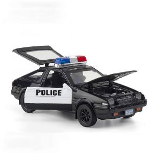 1:28 INITIAL D AE86 Alloy Toy Alloy Car Diecasts Toy Vehicles Car Model Miniature Scale Model Car Toys For Children-Voiture de police noire - Neuf