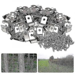 100 Pcs Clôture Pinces De Fil Vis,Clôture Agricole Clips De Montage Pince - Neuf