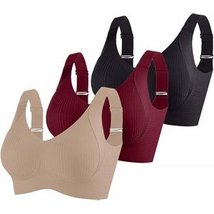 Lot De 3 Soutien Gorge Sans Armature Pour Femmes Push Up Anti-Affaissement Brassière Femme Sport Respirante Soutien-Gorge Grande Taille Classique Sports Lingerie Yoga Casual Bra - Neuf