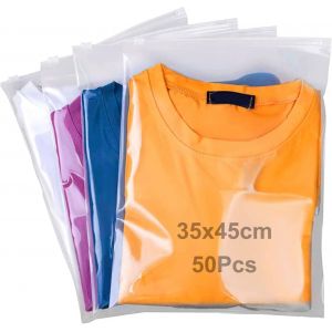 50 Pi&egrave;ces Sac De Rangement Vetement Plastique Transparent Zip - 35X45 Cm Non Poreux Sacs De Voyage Pochette Pour Ranger Des V&ecirc;tements, Sous-V&ecirc;tements, Chaussures - Neuf