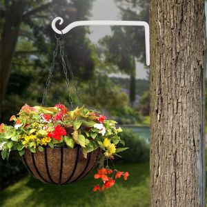 Lot De 2 Crochets Muraux Décoratifs En Fer Pour Plantes,Lanterne,Mangeoire,Applique-Blanc-25,4 Cm - Neuf