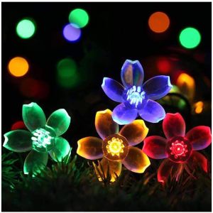 Jgd-Guirlande Lumineuse Solaire D'ext&eacute;rieur En Forme De Fleur - 8 Modes - &Eacute;tanche - 7 M - 50 Led - Pour Sapin De No&euml;l, Jardin, Terrasse, Cl&ocirc;ture - 50 Led Multicolores - Neuf
