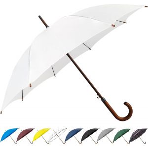 Parapluie Classique &Agrave; Poign&eacute;e En Bois Avec Ouverture Automatique Coupe-Vent Et B&acirc;ton Incassable 122 Cm - Neuf