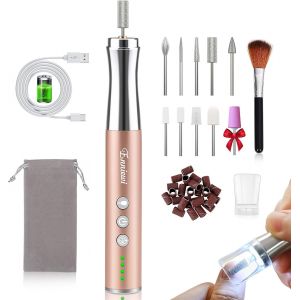 Kit Manucure Et Pedicure, Ponceuse Pour Ongles Professionnel 3 Vitesses, Kit De Soin Des Ongles Electrique Avec Batterie, Led Lumi&egrave;re Et 11 Accessoires Pour Le Soin Mains Et Pieds - Neuf