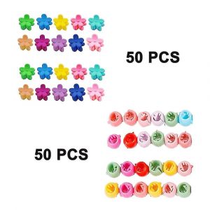 Pack De 100 Pinces À Cheveux Petites Pinces À Cheveux Forme De Fleur Multicolore Avec Mini Pinces À Cheveux Griffe Perle Colorée H - Neuf