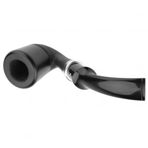 Pipe a tabac courbee en bois massif avec filtre noir - Neuf