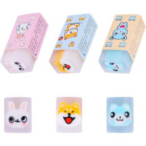 Lot De 3 Gommes À Effacer Pour Enfants 2b - Doux - Jolis Animaux - Cadeau D'anniversaire D'enfant - Fournitures Scolaires - Papeterie - Neuf