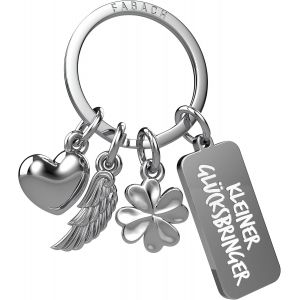 Kal-Porte-Clés Ange Gardien 3 Breloques Avec Gravure ¿ Porte-Clés Trèfle C?ur Porte-Bonheur ¿ Bonne Chance ¿ Cadeau Ange Porte-Bonheur ¿ Petit Porte-Bonheur - Neuf