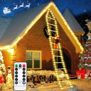 Pere Noel Echelle Lumineuse, 3M Echelle Lumineuse Noel, Led Pere Noel Lumineux Extérieur, 8 Modes,Timer, Fonction Mémoire, Pour Intérieur Extérieur Arbre De Noël Fenêtres Décoration De Noël - Neuf