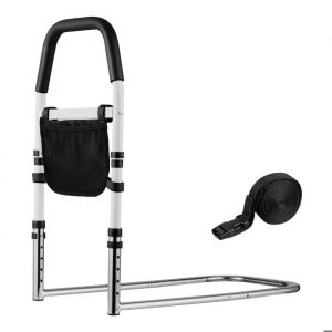 Barri&egrave;re de Lit pour Personnes Ag&eacute;es-Duoku-Barre d&iquest;Appui avec Main Courante en PU-Hauteur Ajustable-Rampe d&iquest;Assistance - Neuf