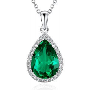 Collier pendentif ovale en forme de poire en forme de larme | Collier de pierre de naissance cristaux rubis &eacute;meraude saphir | Cadeau de bijoux significatif pour m&egrave;re fille petite amie &eacute;pouse - Neuf