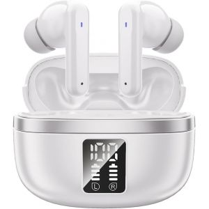 LORANKA-Ecouteurs Bluetooth sans Fil, &Eacute;couteurs sans Fil Bluetooth 5.3, 4 Micro ENC Anti Bruit, Basses Puissantes, 60H de Lecture, &eacute;tanch&eacute;it&eacute; IPX7, Oreillette pour iphone Android (Blanc) - Neuf