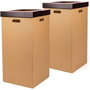 Ulteronixshop-Corbeille En Carton, Poubelle Avec Couvercle, Couleur Noire, Dimensions 34,2 X 34,2 X 68 Cm, Pack De 2 Unit&eacute;s - Neuf
