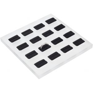 Kyaoayo-16-Slot Acrylique Anneau Organisateur Présentoir, Porte-Plateau De Rangement Pour Bagues Transparentes Givrées Avec Velours À L'intérieur Pour Ranger Les Bagues D'exposition, Noir, 15x15x1.1c - Neuf