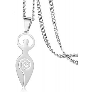 Pendentif Wicca Spiral Goddess Collier De Fertilité En Acier Inoxydable Collier De Grossesse Amulette De Déesse Bijoux Païens Pour Femmes - Neuf