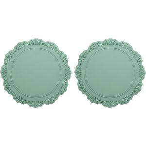Eryi-Lot De 2 Sets De Table Ronds En Silicone De 16,5 Cm Pour Table De Salle À Manger, Table Ronde, Résistants À La Chaleur, Imperméables, Résistants À L'huile (Vert) - Neuf