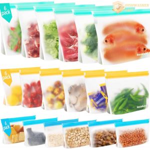 Kal-Lot De 18 Sac Congelation Zip Et Stand Up, Sacs Congelation Reutilisable Sans Bpa Sacs Alimentaires Et Pour Sandwichs, Pochette Alimentair Réutilisable Sac De Rangement Alimentaire En Silicone - Neuf