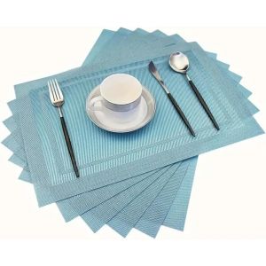 Eryi-- 6 Pcs Dessous De Table, Sous Plat De Table, Dessous Assiette, Set De Table Antidérapant, Dessous De Verre, Élégance & Praticité, Pour Sublimer Votre Table À Manger (Bleu) - Neuf