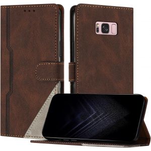 Sansh-Étui Pour Samsung Galaxy S8 Plus, Housse En Cuir Pu Avec [Protection Antichoc Tpu] [Fonction Support] [Porte-Cartes ] Antichoc Magnétique Coque Pour Galaxy S8 Plus - Marron - Neuf