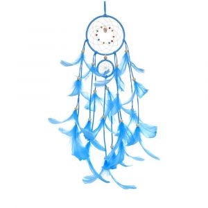 Attrape-rêves avec lumière de nuit de LED, fait à la main avec des plumes, de la décoration murale, la lumière de nuit, cadeaux pour enfants, chambre à coucher (bleu) - Neuf