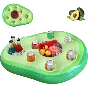 Cap-Porte-Gobelet Gonflable Flottant, 2 En 1 Boissons Et Porte-Collation Bar De Piscine 8 Trous Grande Capacité Dessous De Verre Beau Flottant Porte-Bouteille Gonflable Été Piscine Fête - Neuf