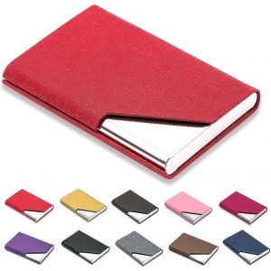 Porte-carte de nom d'entreprise,Cuir PU de luxe et &eacute;tui multi-cartes en acier inoxydable,porte-carte de nom d'entreprise,portefeuille,carte de cr&eacute;dit,&eacute;tui / support pour hommes et femmes - Neuf