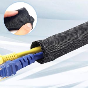 3 M&egrave;tres Gaine Cable,Gaine Cable Informatique,Protection Cable Electrique,Gaine Tress&eacute;e,Range Fil Electrique,Prot&egrave;ge Cable,pour C&acirc;bles R&eacute;seau,HDMI,C&acirc;bles D'&eacute;cran,C&acirc;bles D'alimentation,USB,Noir(&Oslash;16mm) - Neuf