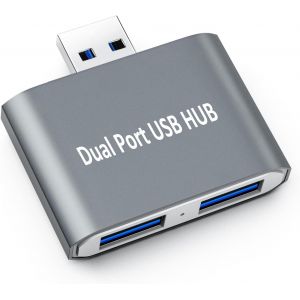 JGD-Hub USB, extenseur USB, adaptateur de hub USB 2 ports ultra fin portable haute vitesse USB 3.0 m&acirc;le vers 2 USB 3.0 femelle, convertisseur d'extension r&eacute;partiteur pour ordinateur portable, MacBook - Neuf