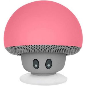 Enceinte Bluetooth champignon &eacute;tanche (rouge) 7,3 x 7,3 x 8,9 cm - Son puissant - Multifonction - Fixation par ventouse - Id&eacute;e cadeau - Neuf