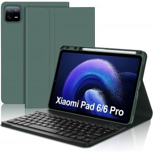Coque Clavier Pour Xiaomi Pad 6/6 Pro 11 Pouces, Azerty Clavier Bluetooth Magnétique Détachable Pour Tablette Xiaomi Pad 6/6 Pro 2023, Vert Foncé - Neuf
