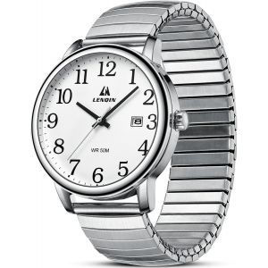 Fdjhy-Montre Homme En Acier Inoxydable Avec Grand Cadran Numérique, Facile À Lire, Montre À Quartz Étanche Pour Hommes - Neuf