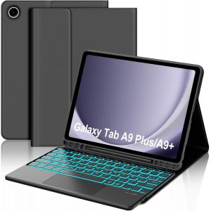 Trackpad Clavier Pour Samsung Galaxy Tab A9 Plus/A9+ 2023 11 Pouces,Azerty Français Clavier Pavé Tactile Magnétique Bluetooth Sans Fil Étui Housse Pour Samsung Tab A9 Plus, Noir[Z701] - Neuf