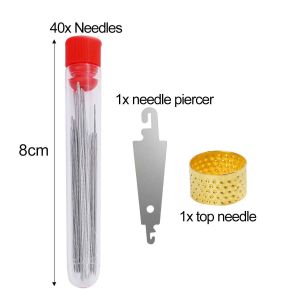 Ensemble D'aiguilles À Coudre À Grands Yeux,Aiguille À Broder En Acier Inoxydable,Fil À Tricoter,Aiguilles À Coudre À La Main,Outils Artisanaux De Bricolage Domest - Type 1set(40pcs)-6sets-(240pcs) - Neuf