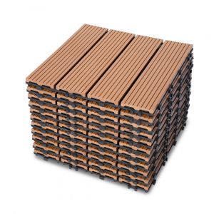 Dalle De Terrasse Dalles Clipsables En Bois Rev&ecirc;tement Carrelage 30 X 30 Pour Jardin Terrasse, Marron 66 Pi&egrave;ces - Neuf