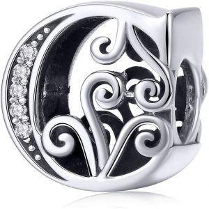 Eryi-Charme Lettre De L'alphabet Argent Sterling 925 Avec Aaaaa Zircone Femmes Perles Charm Compatible Pour Pandora Vrai Breloque & European Bracelet - Neuf