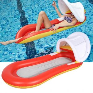 Flotteur De Piscine Avec Auvent, Radeau Gonflable Pour Piscine, Lit D'eau Exterieur Confortable Et Durable - Neuf