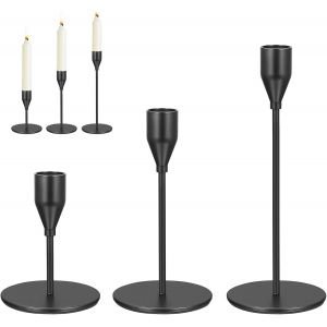 Kalanka-3 Pcs Bougeoir Doré, Chandelier Bougeoirs Coniques 10,2/15.3/20,5 Cm, Porte-Bougie Conique Métal Rétro Pour Maison, Mariage, Saint Valentin, Fêtes, Décoration De Table (Doré) - Neuf