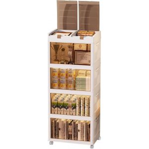 lbgwp60-Boîte De Rangement En Plastique Avec Couvercle, Organ ur De Placard Pliable De 213 L, Unité De Rangement Empilable Avec Roulettes, Cubes De Rangement Avec Porte Ouvrante Pour Cuisine, Salle - Neuf