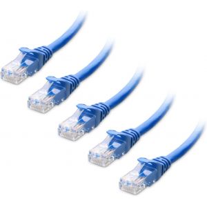 KALANKA-Pack de 5, 10 Gbit/s Câble Ethernet Court Cat6 snagless 30cm (Câble RJ45, Câble Internet Cat 6) en Bleu, 0,3 mètres - Neuf
