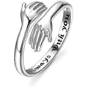 Bague En Argent Sterling 925 Câlin Pour Les Femmes Ajustable Étreindre Mains Ouvrir Amour Promesse Bague D'amitié - Neuf