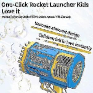 Bubble Gun Rocket 69 Trous Bulles De Savon Forme De Pistolet Machine Bun Souffleur Automatique Avec Jouets Légers Compatibl - Neuf